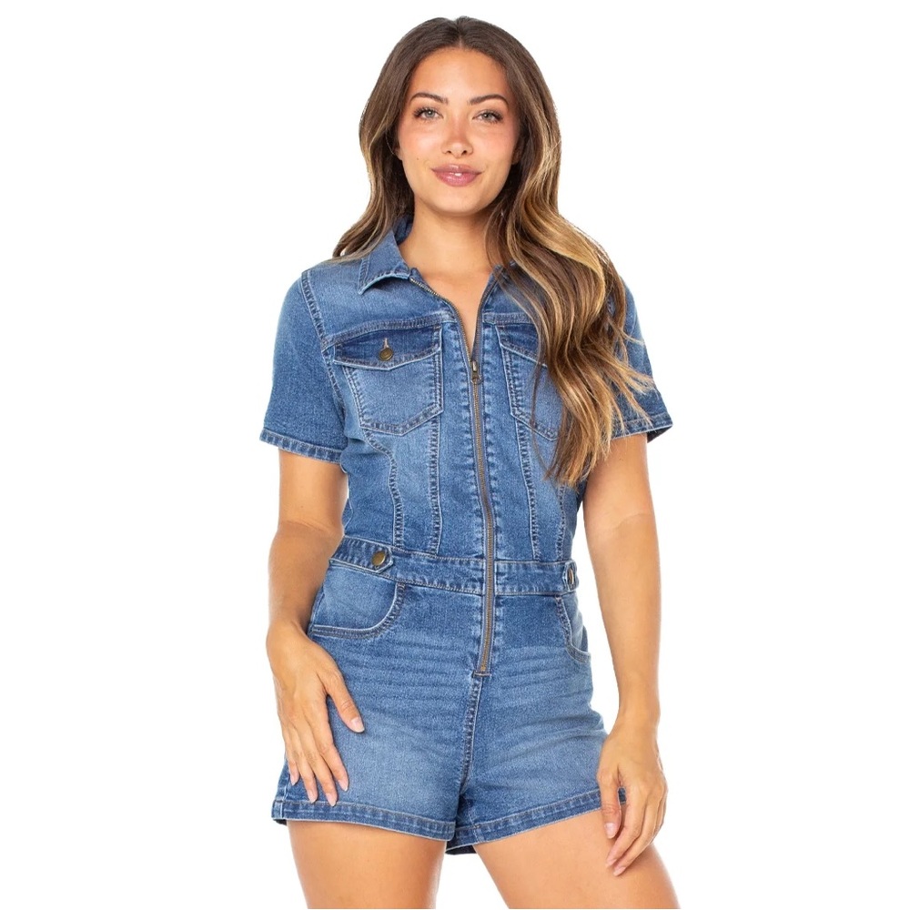Celebrity Pink Denim Utility Romper